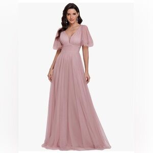Pink Tulle A line gown